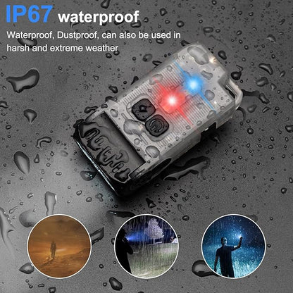 Mini Flashlight Rechargeable,Powerful 1200 Lumen LED Flashlight with Side Lights,IP67 Waterproof Handheld EDC Flashlight-10 Light Modes with Clip,for Camping, Outdoor, and Emergency