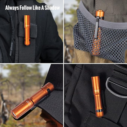 ThruNite EDC Flashlight Archer Mini, 405 Lumens Tail Switch LED Flashlight, USB C Rechargeable Little Pocket Penlight for Camping, Outdoor, and Emergency - Orange Cool White