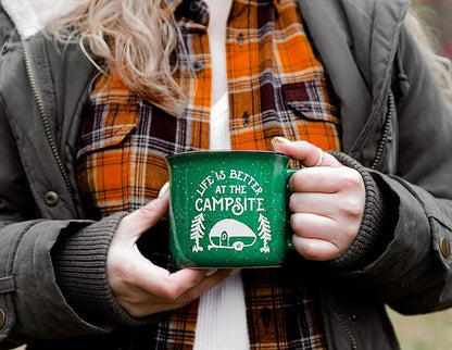 Camco Life is Better at The Campsite Coffee Mugs | Ceramic | 14oz. | 4-Pack (53357)
