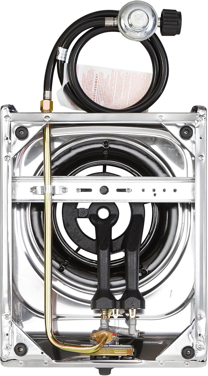 12000 BTU Single Auto Ignition Camping Garden Outdoor Camp Garden Hiking Fishing Propane Stove Cooker Griddle, Include CSA listed regulator and gas hose
