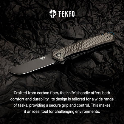 F1 Alpha Folding Pocket Knife - Modified Straight Back Blade,Titanium Coated D2 Steel, Ideal for Outdoor Camping and Backpacking, Tactical Carbon Fiber Handle, Blue Titanium Accents