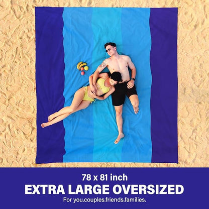 Beach Blanket Oversized Extra Large 78" X 81",Waterproof Sandproof Beach Blanket 1-7 Adults Lightweight Durable for Travel Camping Hiking Picnic