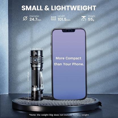 77outdoor EDC Small Rechargeable Flashlight, Sofirn SC18 1800 High Lumen Flashlight, Super Bright Pocket Light with Powerful SST-40 LED, Type C Charging Port for Camping, Emergency, Dog Walking