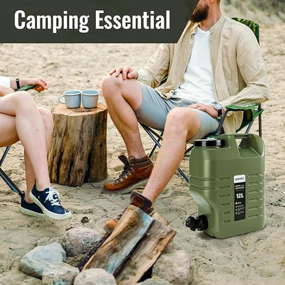 Camping Water Jug with Spout, 3.2 Gallon Camping Water Container with Spigot, No Leakage Food Grade Camping Water Tank with Spout for Picnic, BBQ Supplies