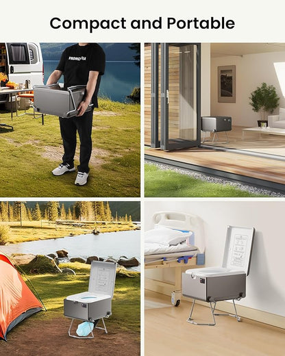 Dry Flush Toilet, Portable Toilet for Camping & Outdoor [Odorless & One-click Flushing & Self Contained] Waterless Toilet for RV, Tiny Homes, Campsite, Hospital, Vans, Boats - Gray