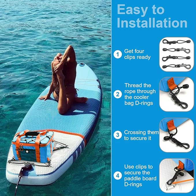 Paddle Board Cooler, Paddleboard Cooler Deck Bag with Detachable Bottle Opener, Paddle Board Accessories, Sup Cooler Bag for Beach, Camping, Kayaking, Travel