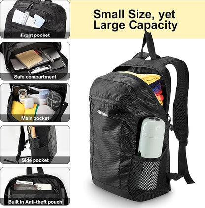 15L Highly Water-resistant Hiking Daypack, Small Backpack Travel Outdoor, Lightweight Day Pack with Tool Loops