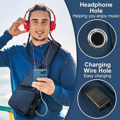 Sling Bag for Women Mens Crossbody Bag, Chest Bag Sling Backpack with USB Charging Port for Walking Hiking