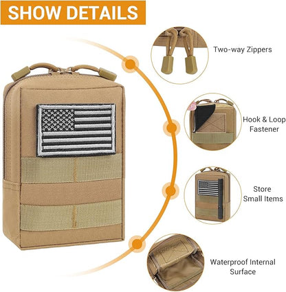 FUNANASUN 2 Pack Molle Pouches Tactical Pouch Small Molle Pouch Compact Water-Resistant EDC Pouch Molle Bag
