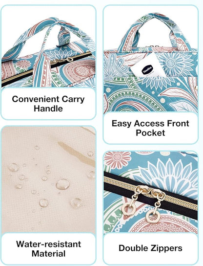 BAGSMART Toiletry Bag Travel Bag with Hanging Hook, Water-resistant Makeup Cosmetic Bag Travel Organizer for Accessories, Shampoo, Full Sized Container, Toiletries (Green Paisley, Large)