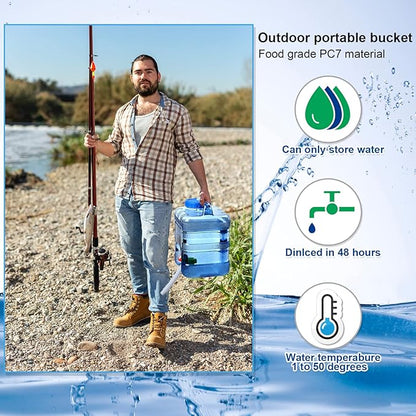 2 Pcs 2.6 Gallon Camping Water Container Portable Water Storage with Spigot Large Water Tank with Faucet Thick Water Dispenser Carrier for Vehicle Home Emergency Hiking Camping Outdoors