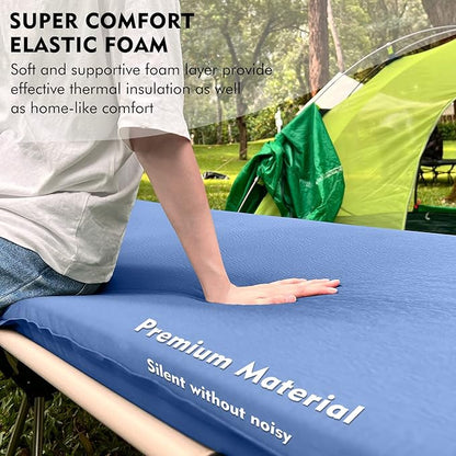 Self Inflating Sleeping Pad, Ultra Comfort Memory Foam Camping Sleeping Mat with Pillow, 20s Fast Inflating Camping Air Mattress for Cot, Traveling, Car Trips, Portable Camp Foam Pad