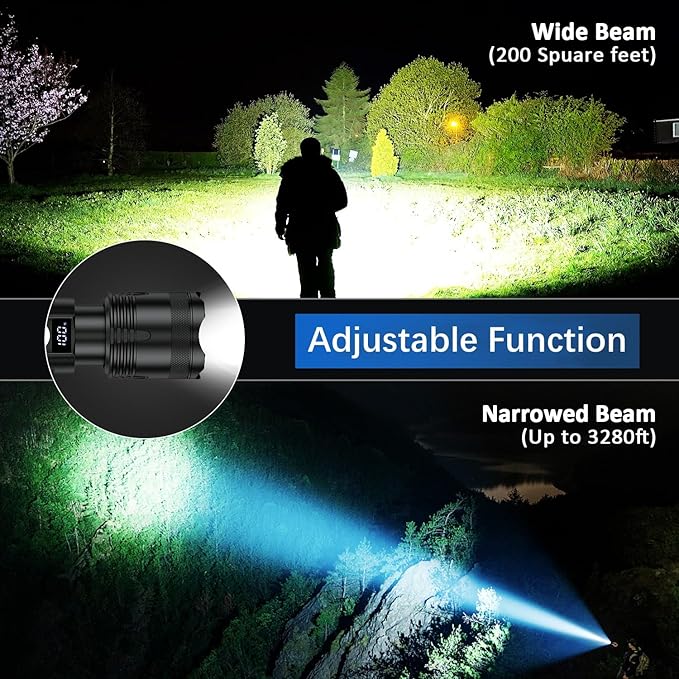 Flashlights High Lumens Rechargeable, 990000 Lumens Super Bright Flash Light High Powered Tactical Flashlight, 5 Modes IPX6 Waterproof, LED Powerful Flashlights for Emergency Camping