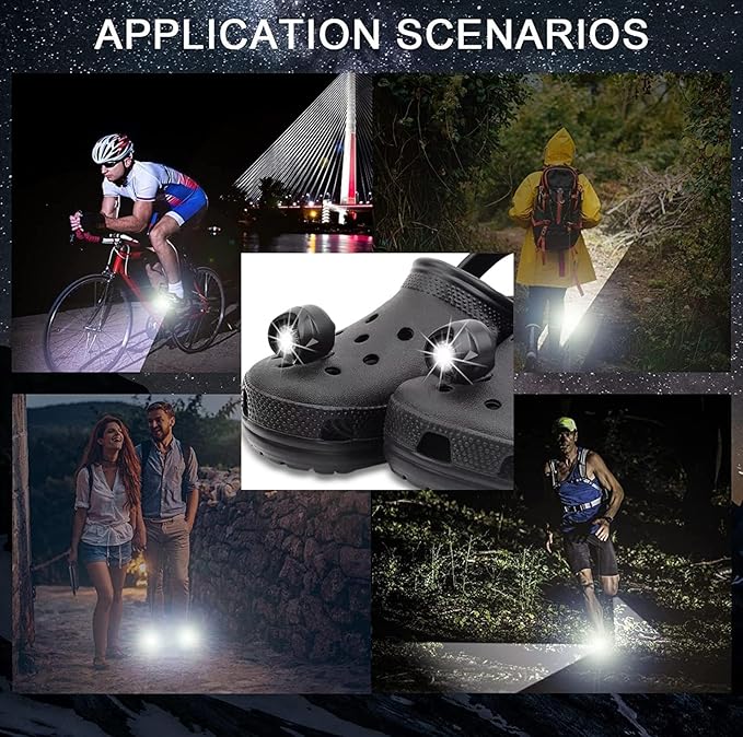 Vergissm Rechargeable Headlights for Croc 2pcs, Flashlights Attachment for Croc, Croc Lights for Shoes with 3 Light Modes for Camping, Dog Walking, Light Charm Accessories for Adult Kid (Red)
