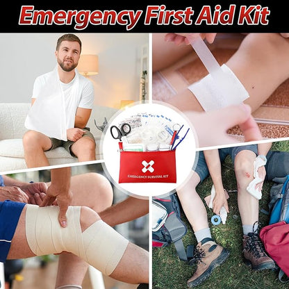 Geiserailie 10 Bags Small First Aid Kit Mini Travel Size Emergency Kit Bulk Self Care Package Supplies for Homeless Travel Sports Hiking Outdoor Backpack Essentials,10 Individual Bags of 91 Items Each