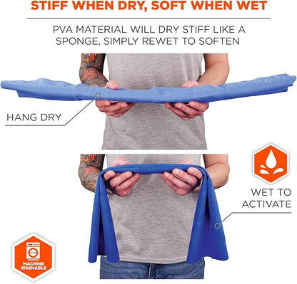 Ergodyne Chill-Its 6602 Evaporative Cooling Towel, Blue 13 inches x 29.5 inches