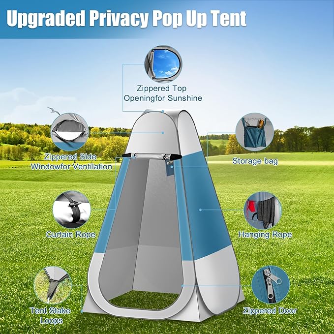 CKE Portable Toilet Kit for Camping, Pop Up Privacy Tent,Foldable Camp Toilet for Adults, Portable Toilet for Camping with Tent for Shower Changing Room, Outdoor Camping Bathroom Tent and Toilet