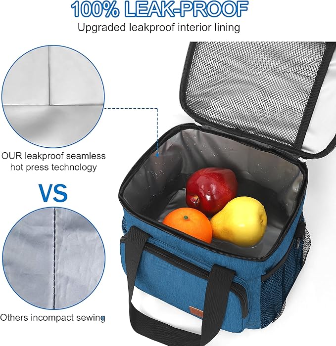 Femuar Lunch Bags for Women/Men, Insulated Lunch Bag for Work Office Picnic - Lunch Cooler Bag Leakproof Lunch Box with Adjustable Shoulder Strap - Blue