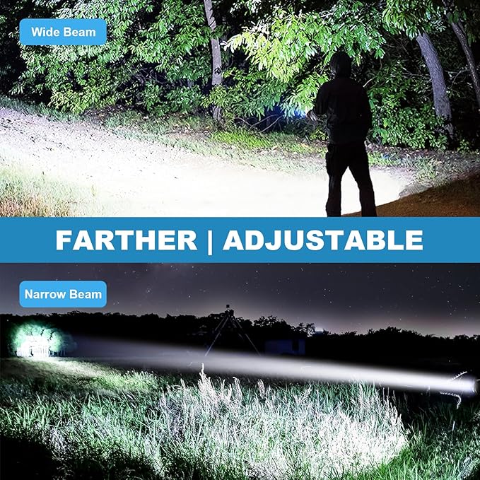 Rechargeable LED Flashlights High Lumen: 990,000 Lumens Super Bright Tactical Flashlight with 3 Modes & IPX7 Waterproof, Handheld Powerful Flash Light for Home Camping(2 Packs)