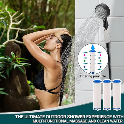 Upgrade Outdoor Portable Camping Shower, 6000mAh Rechargeable Electric Shower Pump with Multifunctional Handheld Filter Shower Head, Suitable for Rinsing, Hiking, RV Travel, Beach Vacations
