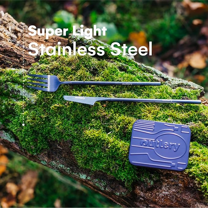 Outlery | Portable & Reusable Stainless Steel Travel Cutlery Set (Whale Blue) - Includes Travel Case for Easy Transport
