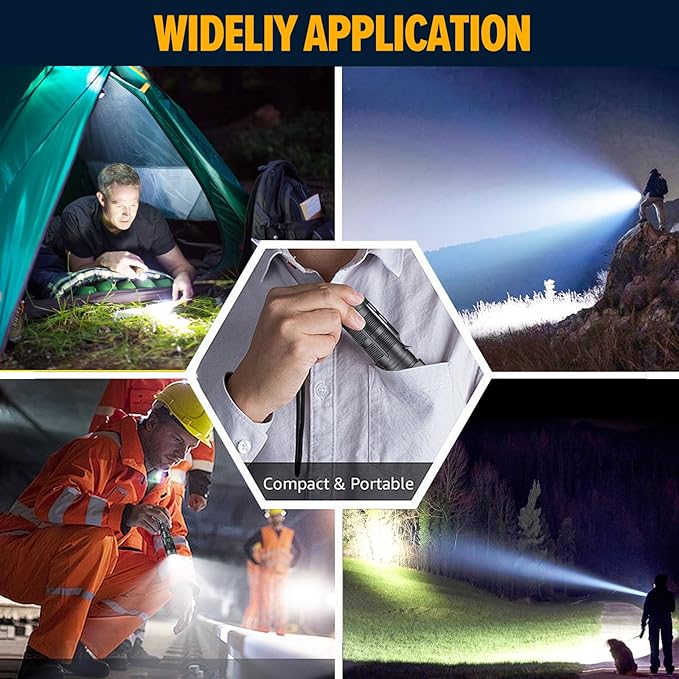 Rechargeable Magnetic Flashlight 20000 High Lumens - 1500 Meters Long Beam Super Bright LED Tactical Flashlight with Holster USB Zoomable 5Modes Small Long Beam Spotlight Flashlight for Camping