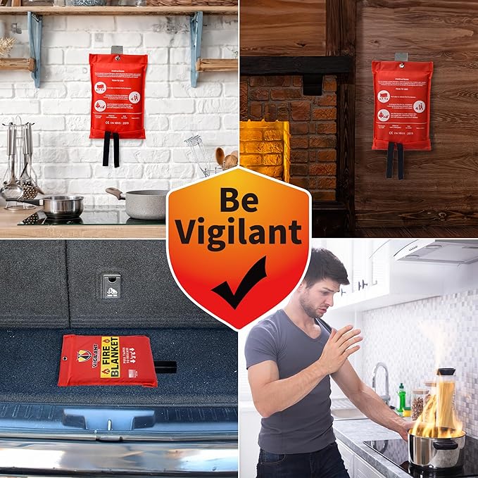Emergency Fire Blanket for Home and Kitchen (40"x40") - Reusable Fire Blankets Emergency for Home, Office, Car, Camping, Grill, Fireplace, Picnic, School and Warehouse