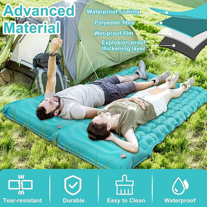 Sleeping Pad for Camping, Ultralight Inflatable Sleeping Mat with Pillow, Built-in Foot Pump, Self Inflating 4" Extra-Thick Camping Air Mattress, Compact Camping Pads for Sleeping, Backpacking