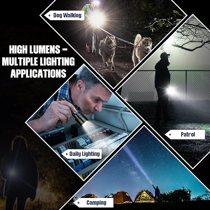 Rechargeable LED Flashlights High Lumens, 990,000 Lumens Super Bright Flashlights with 5 Modes, Waterproof Powerful Flash Light Multifunctional Flashlights for Home Camping(2 Pack)