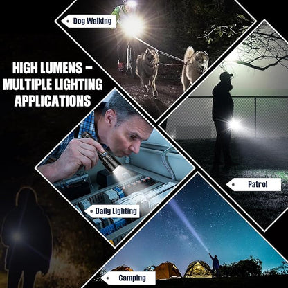 Rechargeable LED Flashlights High Lumens, 990,000 Lumens Super Bright Flashlights with 5 Modes, Waterproof Powerful Flash Light Multifunctional Flashlights for Home Camping(2 Pack)