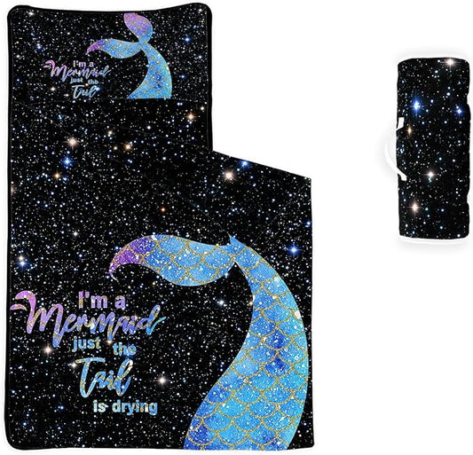 Space Nap Mat - Space Ship Galaxy Sleeping Bag with Removable Pillow - Daycare and Sleepovers Preschool Kindergarten Bedding Set for Kids Toddler Boys Girls