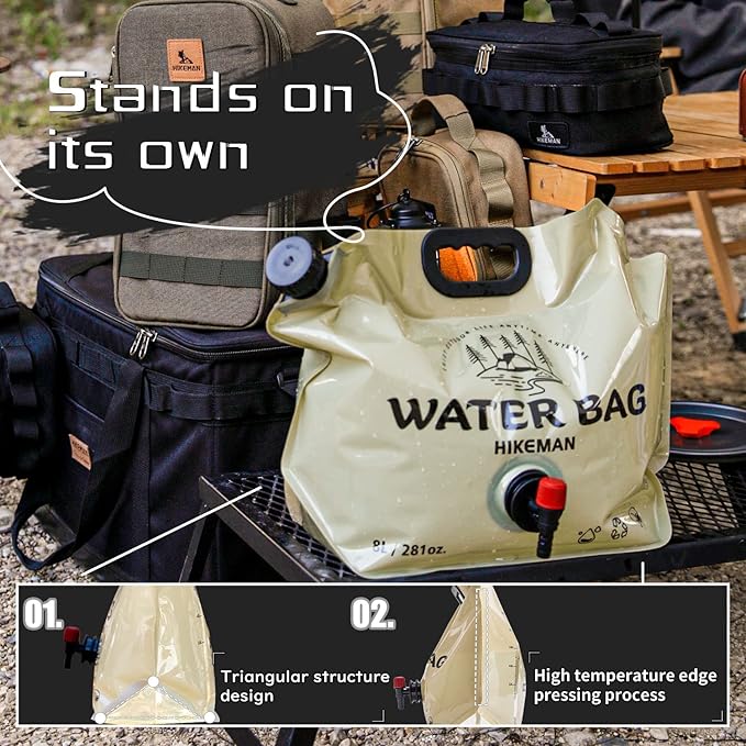 HIKEMAN Collapsible Water Storage Carrier - 1.9 Gallon Portable Water Container with Spigot,Camping Water Bag for Outdoors Hiking Backpack Survival Kit (2PCS)