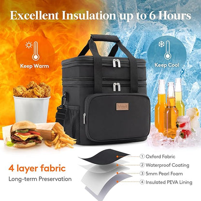 Lifewit Lunch Box for Men Women, Large Insulated Soft Cooler Bag, Leakproof, 21L Capacity, Black