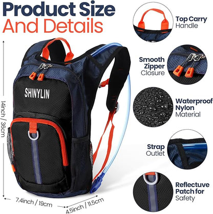 1 Pcs Kids Hydration Backpack with 1.5L Hydration Water Bladder Lightweight Water Backpack Hydration Pack