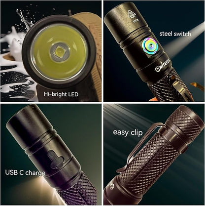 Rechargeable LED Flashlight Bright Pocket Flashlight 1500LM Handheld Flashlight Waterproof for Everyday Carry Indoor/Outdoor Hiking,Camping,Security,Emergency...