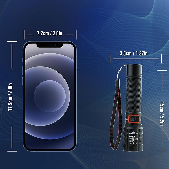 LED Flashlights High Lumens Emergency Tactical Super Bright Flashlights with 4 Modes, Zoomable, Waterproof, Powerful, Batteries Included for Outdoor Use, Camping, Rechargeable