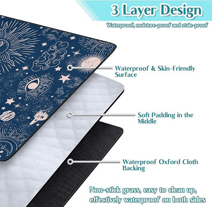 Goth Sun and Moon Picnic Blanket Waterproof Foldable Extra Large Picnic Mat Beach Blanket 60"x80" for Camping Beach Hiking Patio Party Decor Gifts