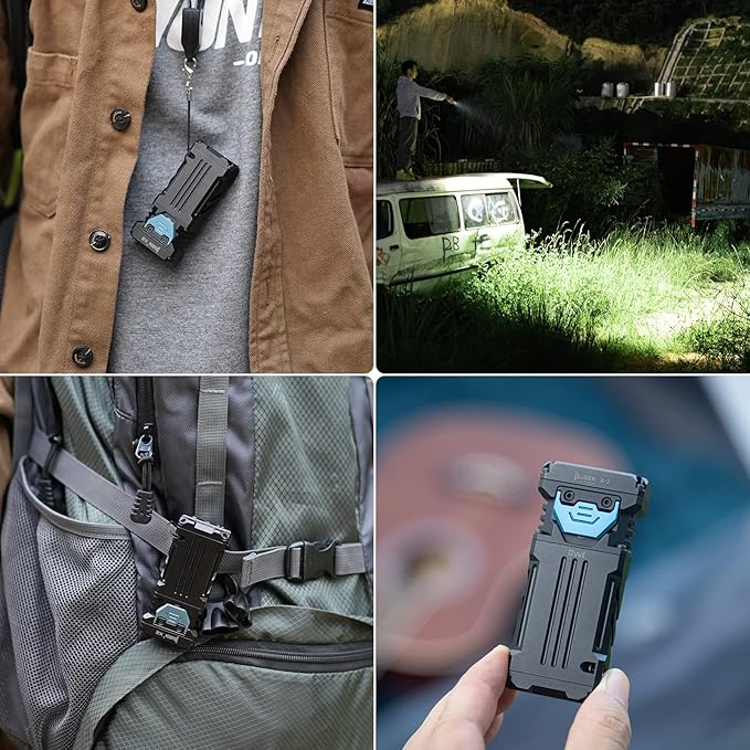 WUBEN X2 Rechargeable EDC Flashlights, 2500 Lumens Super Bright Small Handheld Pocket Flashlights, 6 Modes Powerful Mini Portable Flat Tactical Flashlights for Emergencies, Camping, Hiking (Black)