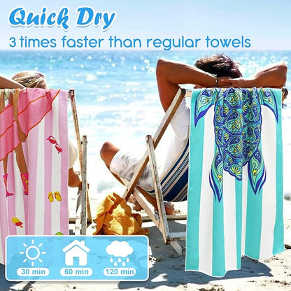 2 Pack Microfiber Beach Towel, 71"x32" XL Oversized Sand Free Beach Towels Blanket Soft & Absorbent for Adults Women Men Beach Pool Camping Travel Yoga Vacation Essentials Accessories Gifts