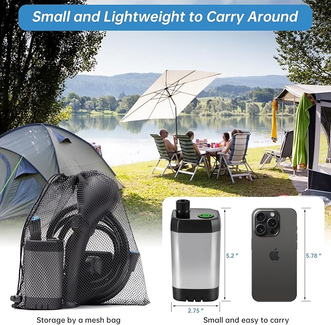 AlpsWolf Camping Shower, Electric Portable Shower with Digital Power & Temperature Display for Camping, Swimming, Hiking, Beach, Fishing