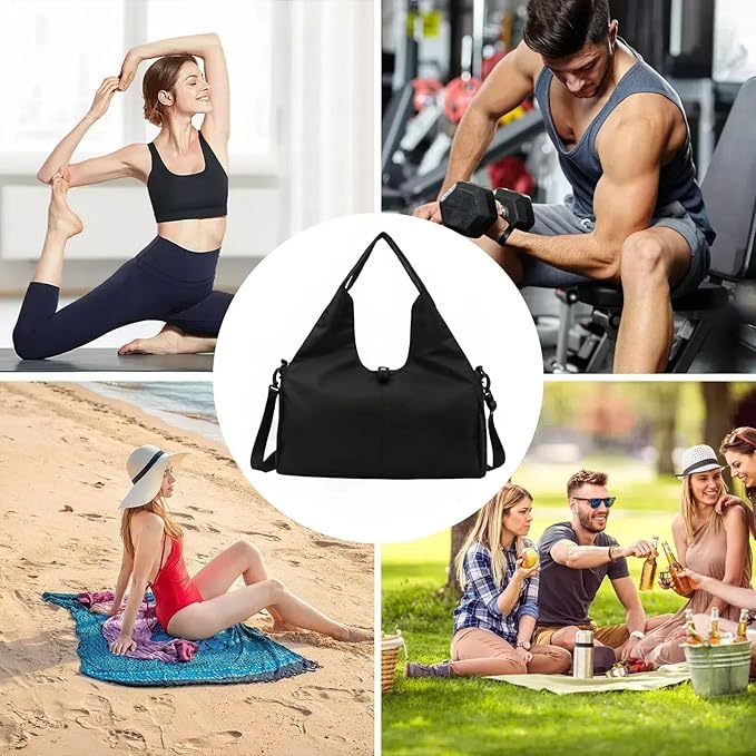 Gym Bag, Yoga Gym Bag for Women and Men, Carrying Workout Gear and Accessories, Shoe Compartment and Wet Dry Storage Pockets, Travel Duffle Bag Carry On Weekender Bag