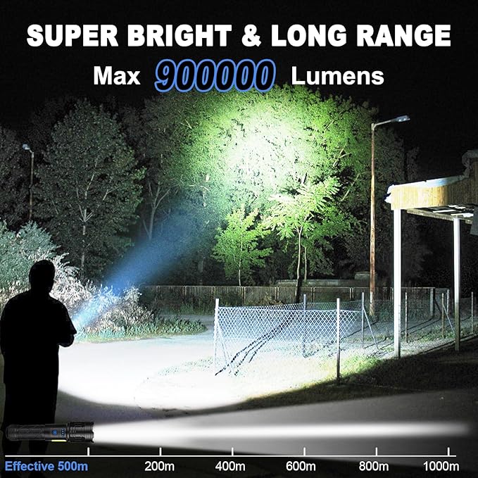Rechargeable LED Flashlights High Lumens 2 Pack, 900000 Lumen Super Bright Flashlight with USB Cable, 7 Modes Powerful Flashlight Waterproof Flash Light for Home Emergencies Camping