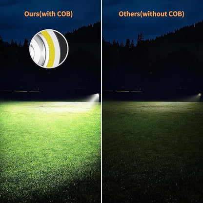 BUYSIGHT Rechargeable Flashlight 1000,000 Lumens COB Led Spotlight Floodlight IP67 Waterproof 15000mAh Long Lasting Long Distance Handheld Spotlight Impact Resistant with Foldable Stand and Red Lens