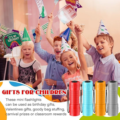 48 Mini Flashlights Bulk for Kids Small Assorted Colors Handheld LED Flashlights with Lanyard for Party Favor, Night Reading, Emergency, Camping(Cute)