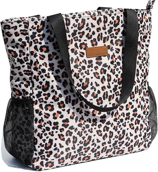 ESVAN Original Floral Water Resistant Large Tote Bag Shoulder Bag for Gym Beach Travel Daily Bags Upgraded
