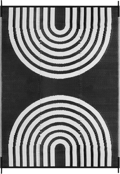 Anidaroel Outdoor Area Rug for Patio Clearance 8x10ft Waterproof, Reversible Plastic Straw Rug Outside Rug, RV Mat for Camping, Porch, Balcony, Pool Deck(Black&White, 8‘x10')