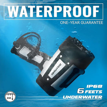 Durapower Rechargeable Spotlight, 200000 Lumen Super Bright LED Handheld Spotlight, IP68 Waterproof Spotlight Flashlight Portable Marine Boat