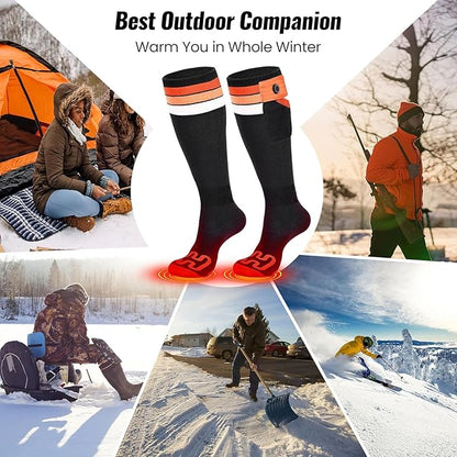 2024 Upgraded Heated Socks for Men Women,7.4V 22.2WH 6000mAh Rechargeable Battery,10H Heating & Full Sole Heating & 3 -Level Temperature Control for Fishing,Skiing, Riding,Camping,Hunting