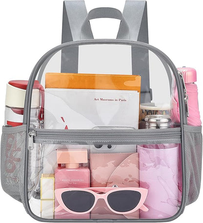 Oraben Clear Backpack for Stadium Events Clear Stadium Backpack 12x6x12 Bag (Nylon Shoulder Straps, Grey)