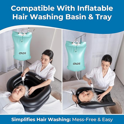 Portable Hair Washing Station, 2.5 GL Bedside Shower Water Bag for Hair Washing in Bed, Use with Inflatable Shampoo Basin, Inflatable Hair Washing Basin, Inflatable Bathtub - Blue